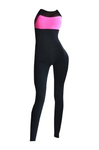 SKTF024 two-color stitching tight yoga coffee jumpsuit  aerial  
